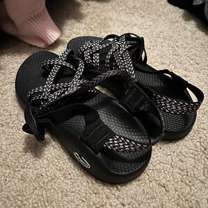 Chaco Black and White Strappy Sandals